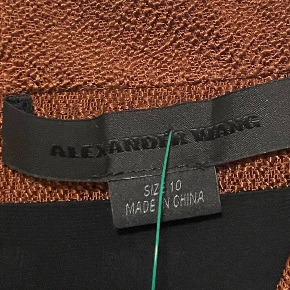 Alexander Wang Shift Dress Womens Size 10 Rust Textured Sleeveless V-Neck Mini - Picture 5 of 5